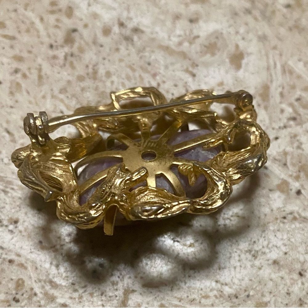 Vintage Amethyst Stone Brooch - Picture 2 of 2